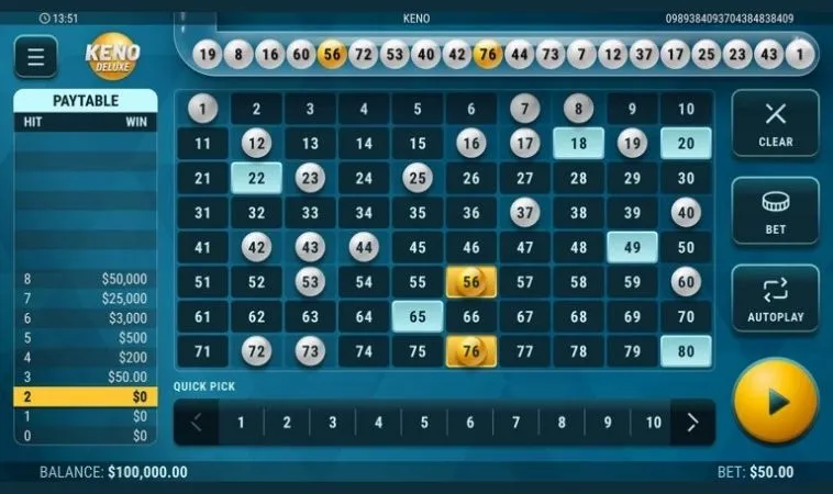 Hướng Dẫn Cách Chơi Game Nhanh Keno Tại K9WIN Dễ Thắng Nhất 2 Giao diện chơi Keno tại K9WIN