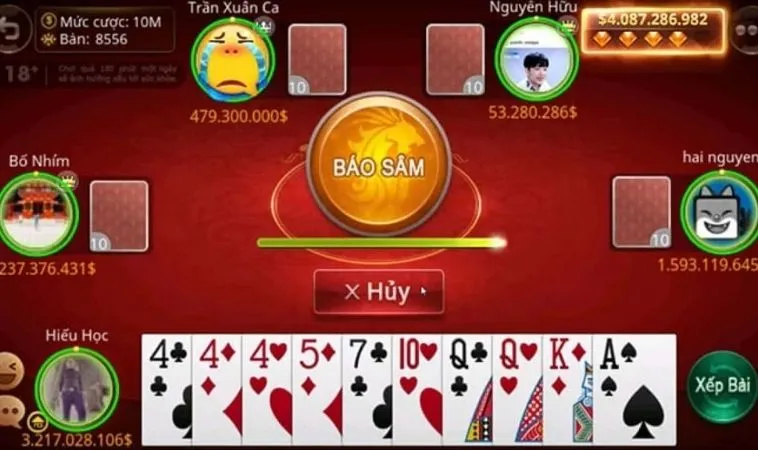 Giao diện chơi Sâm Lốc nhà cái K9WIN