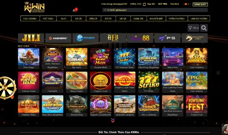 Sảnh game nhanh K9WIN quy tụ nhiều trò chơi hấp dẫn để trải nghiệm